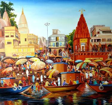 Original Impressionism Cities Paintings by Samiran Sarkar