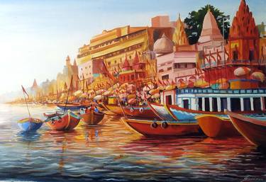 Original Impressionism Cities Paintings by Samiran Sarkar