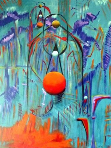 Original Abstract Expressionism Science/Technology Paintings by Concha Flores Vay