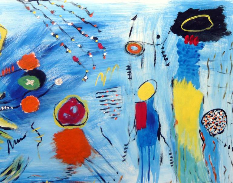 Original Abstract Expressionism People Painting by Concha Flores Vay