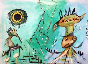 Original Abstract Expressionism Animal Paintings by Concha Flores Vay