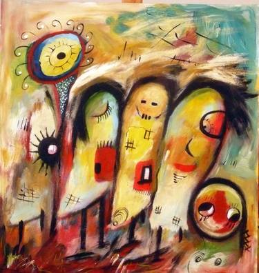 Original Abstract Expressionism People Paintings by Concha Flores Vay