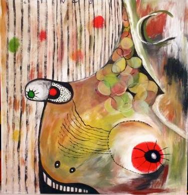 Original Abstract Expressionism Fish Paintings by Concha Flores Vay