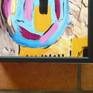 Abstract composition executed with acrylic on cardboard, mountedon wood, framed