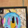 Abstract composition executed with acrylic on cardboard, mountedon wood, framed