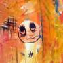 Composition executed with acrylic, the painitng depicts small children who are just learning to speak using the word " semos" instead of "somos". from there the title.