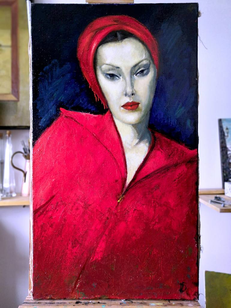 Original Expressionism Women Painting by Jemal Gugunava