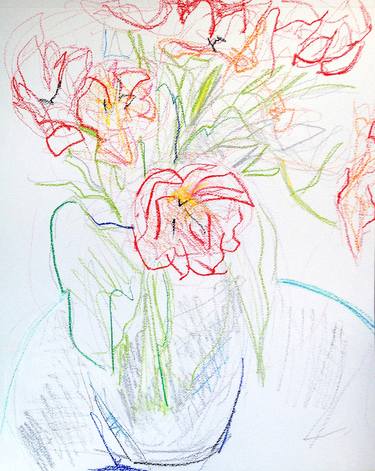 Original Modern Floral Drawings by Trixie Pitts