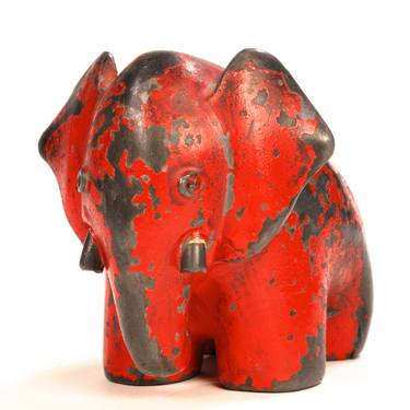 RED CAST IRON ELEPHANT - Limited Edition 9 of 25 thumb