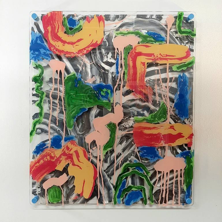 Untitled on 2 layers of plexiglass Painting by Victoria Manning