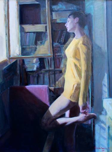 Original Realism People Painting by Charles Choi