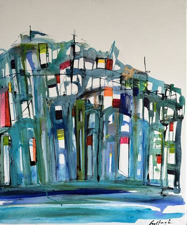 Print of Abstract Architecture Paintings by Gisela Gaffoglio