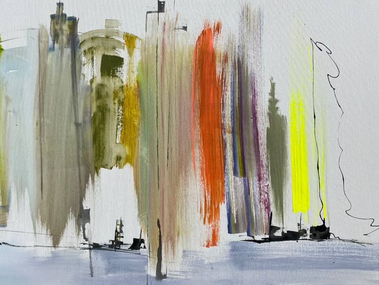 Original Abstract Architecture Painting by Gisela Gaffoglio