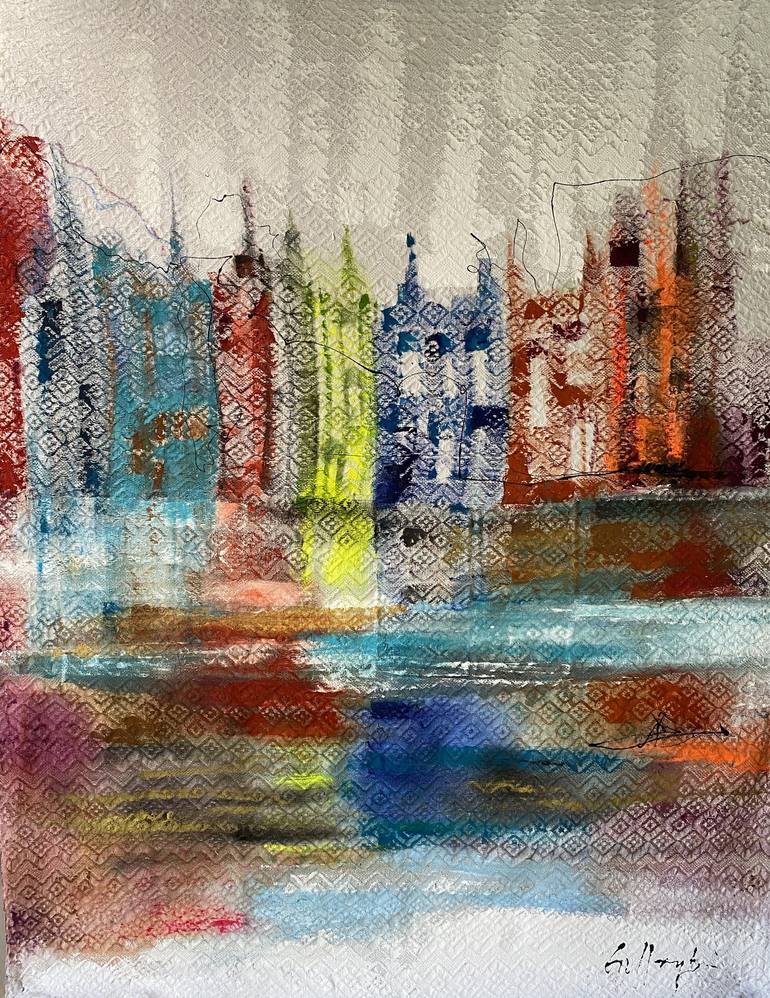 Original Abstract Architecture Painting by Gisela Gaffoglio