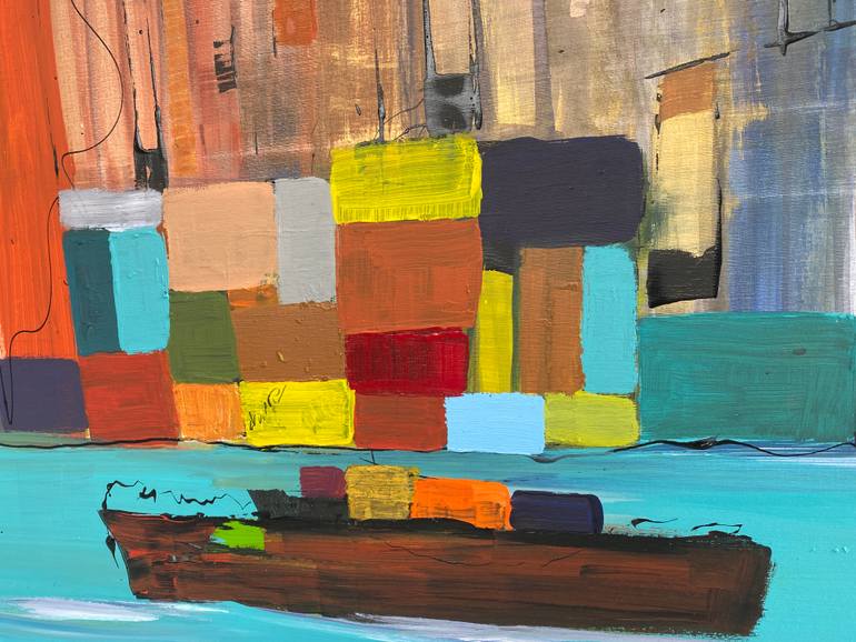Original Abstract Architecture Painting by Gisela Gaffoglio