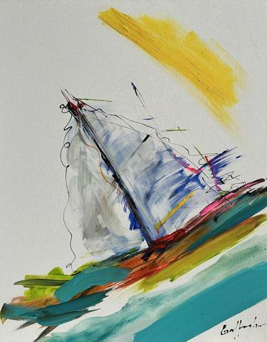 Print of Abstract Boat Paintings by Gisela Gaffoglio