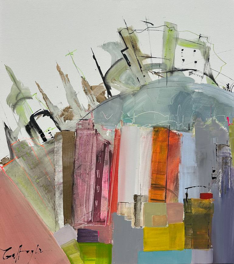 Original Architecture Painting by Gisela Gaffoglio | Abstract Expressionism Art on Canvas | The Bellows and the Violins