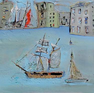 Print of Abstract Expressionism Sailboat Paintings by Gisela Gaffoglio