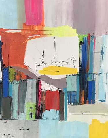 Original Abstract Architecture Paintings by Gisela Gaffoglio