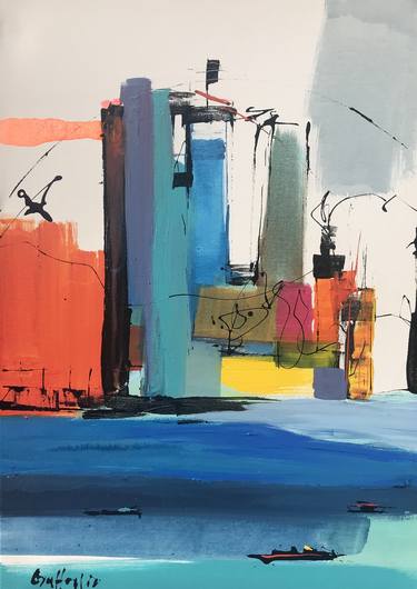 Print of Abstract Architecture Paintings by Gisela Gaffoglio