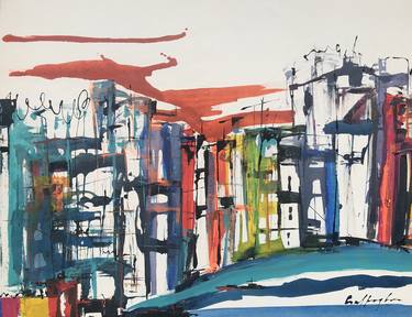 Original Abstract Architecture Paintings by Gisela Gaffoglio