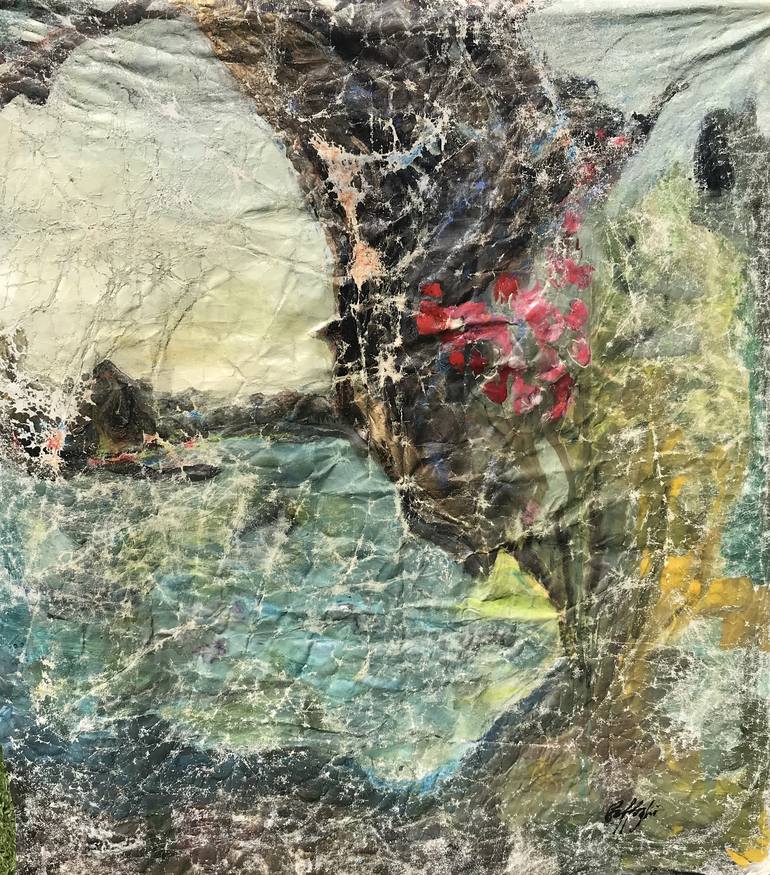 Original Abstract Painting by Gisela Gaffoglio | Abstract Art on Canvas | The swan's lake tapestry