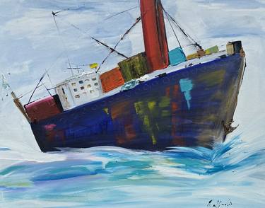 Print of Abstract Boat Paintings by Gisela Gaffoglio