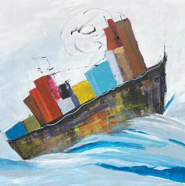 Original Abstract Boat Paintings by Gisela Gaffoglio