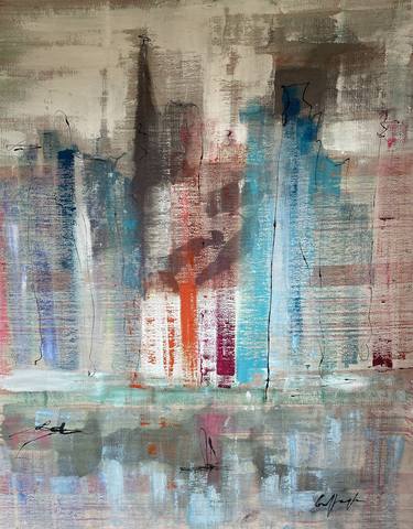 Original Abstract Architecture Paintings by Gisela Gaffoglio