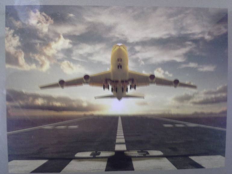 Original Conceptual Airplane Painting by Willi Bambach