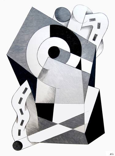 Original Cubism Abstract Drawings by Marty Norman