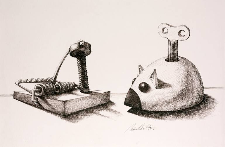 mouse trap Drawing by nicolae moldoveanu | Saatchi Art