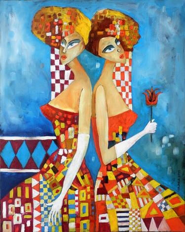 Original Art Deco Women Paintings by Miroslav Hajnos