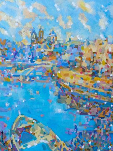 Harbour, Malta, oil painting thumb
