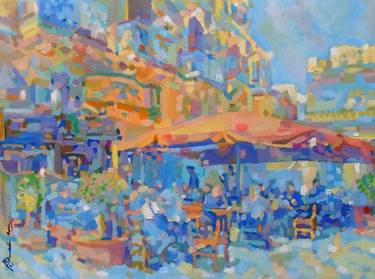 Cafe, Gozo, oil painting thumb
