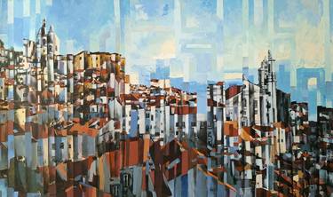 Original Abstract Cities Paintings by Rui Carruço