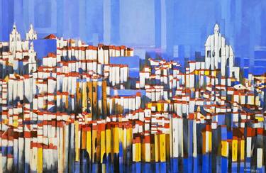 Original Abstract Cities Painting by Rui Carruço