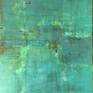 Encaustic- Mark making and melted layers of beeswax, resin and pigment on cradled birch panel. Italian Umber over layers of blue.