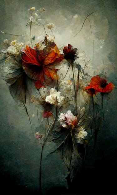 Original Realism Floral Mixed Media by Teis Albers