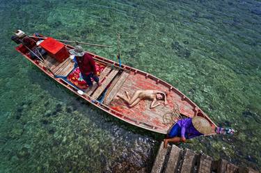 naked woman lying in a fishing boat - Limited Edition of 15 thumb