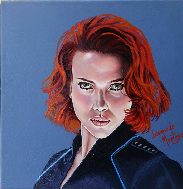 Scarlett Johansson Porn Cartoon - Scarlett Johansson/ Black Widow Painting by Leonardo Montoya | Saatchi Art