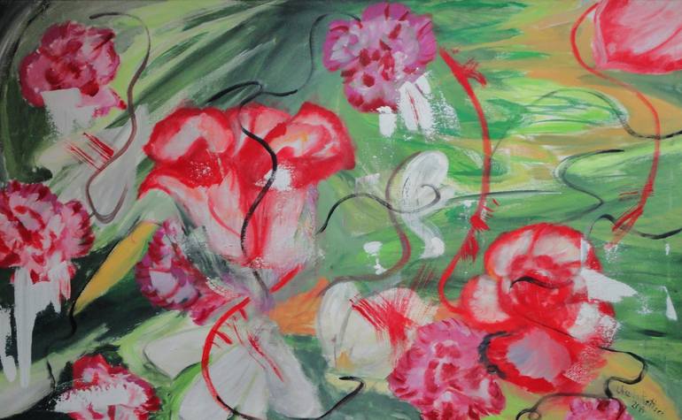 Roses,Carnations and Daisies Painting by Ursula E Rettich | Saatchi Art