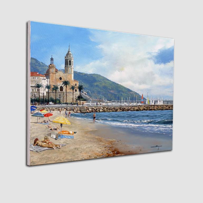 Original Fine Art Beach Painting by Jordi Sugranes