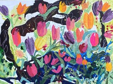 Original Abstract Floral Paintings by Jen Dacota
