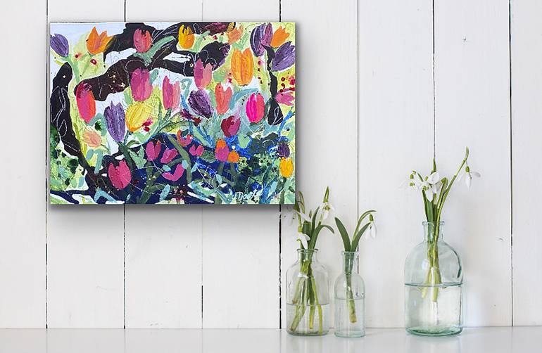 Original Abstract Floral Painting by Jen Dacota