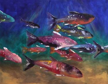 Original Abstract Expressionism Fish Paintings by Michelle Randle