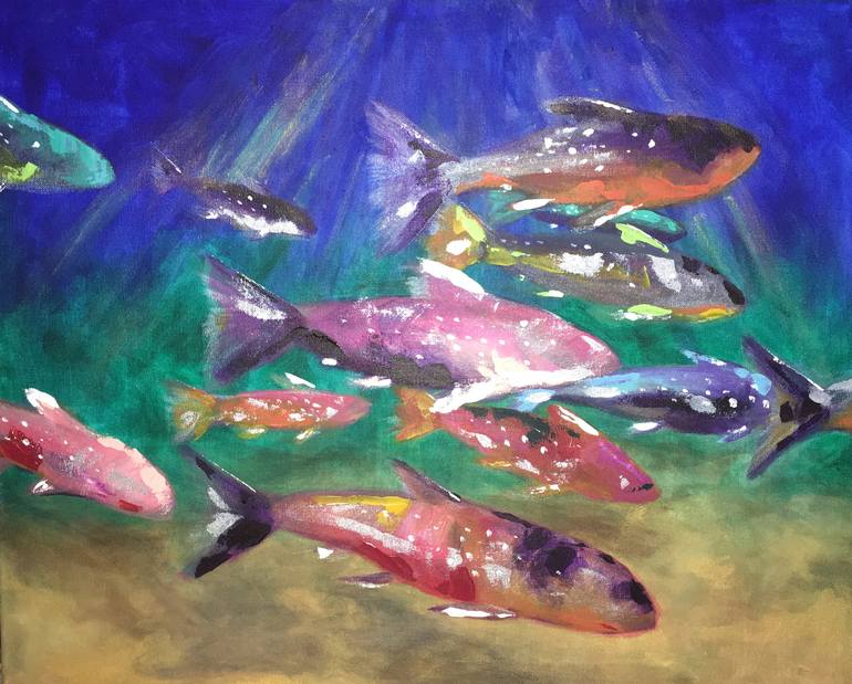 Original Abstract Expressionism Fish Painting by Michelle Randle
