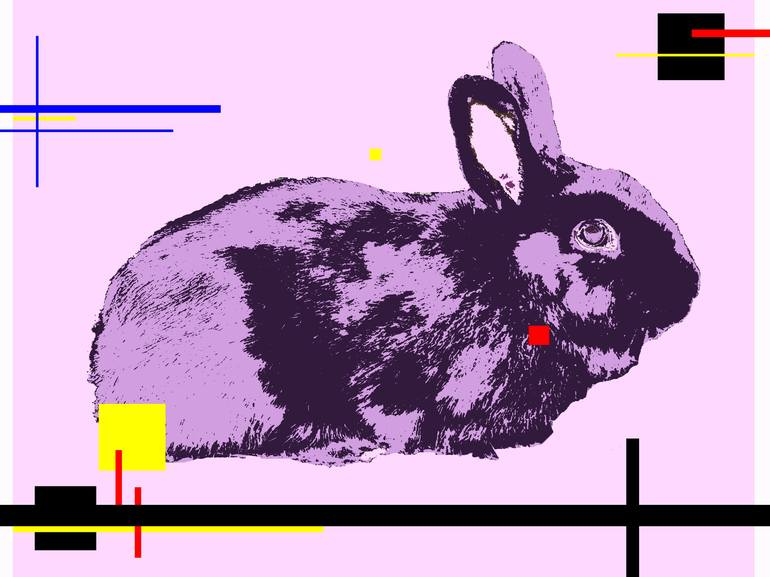 Ode to Mondrian: Black Rabbit - Limited Edition of 5