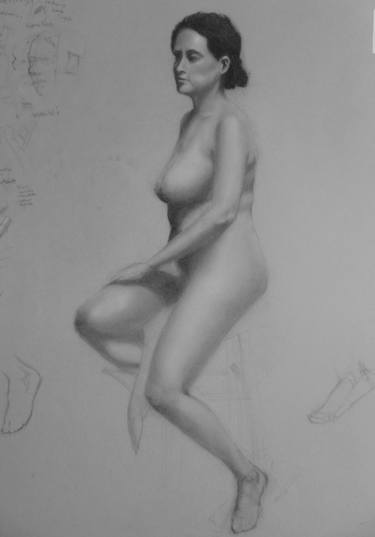 Print of Portraiture Nude Drawings by Lawrence Aarons