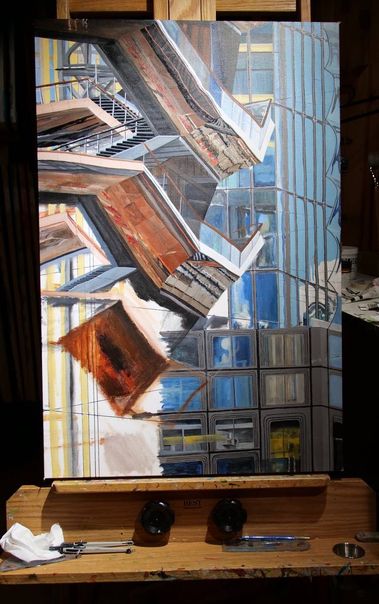 Original Photorealism Architecture Painting by Steven Fleit